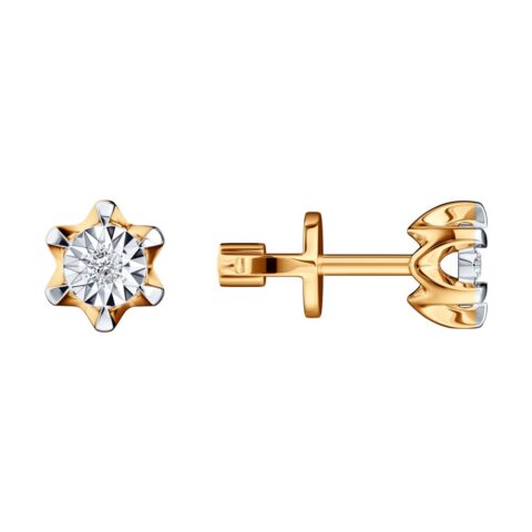 Серьги Au.585 Разм. Вес.1,68 (2 Бр Круг 57 0,043 3/6А)