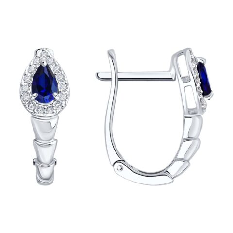 Серьги Au.585 Разм. Вес.2,51 (30 Бр Круг 17 0,115 2/3А, 2 0,530 Сапфир нат. термообр. Груша 5*3 2/2)