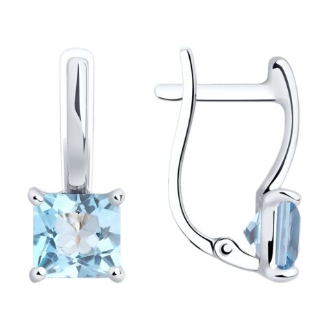 Серьги Au.585 Разм. Вес.2,58 (2 Топаз Октагон 6*6)