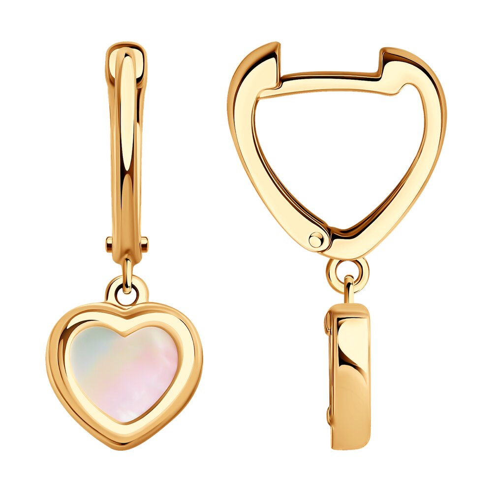 Серьги Au.585 Разм. Вес.2,71 (2 Перламутр недраг Сердце 7*6,5)