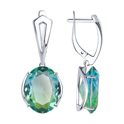 Серьги Ag.925 Разм. Вес.7,3 (2 Ситалл синт.недраг Овал 16*12)
