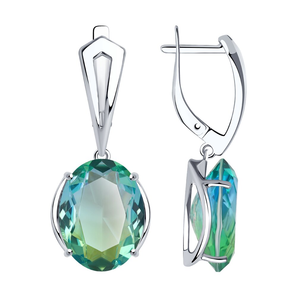 Серьги Ag.925 Разм. Вес.7,3 (2 Ситалл синт.недраг Овал 16*12)