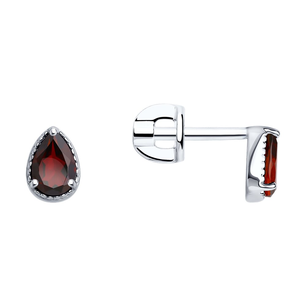 Серьги Ag.925 Разм. Вес.1,48 (2 0,196 Гранат Груша 6*4)