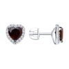 Серьги Ag.925 Разм. Вес.2,45 (2 Гранат Сердце 6*6, 30 Фианит бесцветный Круг 1)