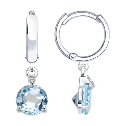 Серьги Ag.925 Разм. Вес.2,69 (2 Топаз Круг 7, 4 Фианит бесцветный Круг 1)