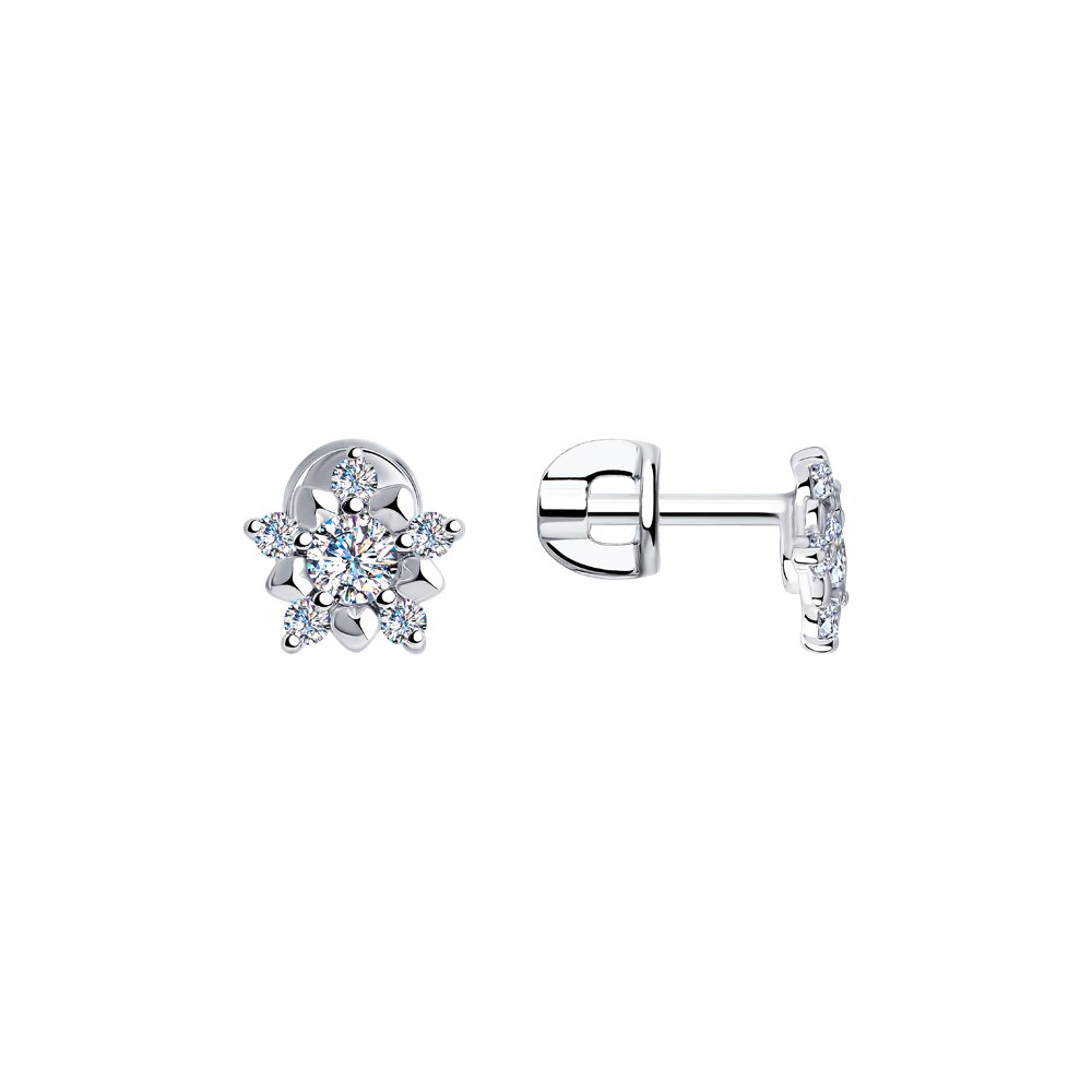 Серьги Ag.925 Разм. Вес.1,33 (10 Фианит бесцветный Круг 1,5, 2 Фианит бесцветный Круг 3,25)