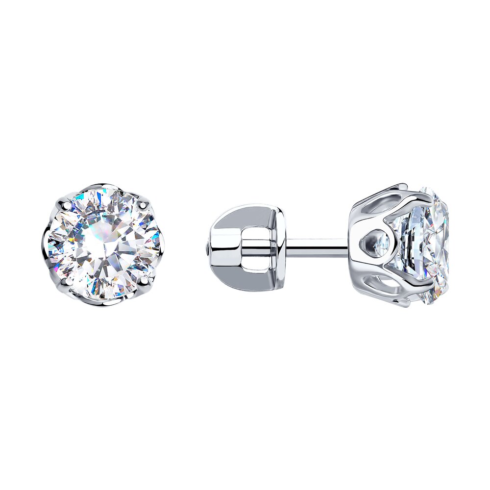 Серьги Ag.925 Разм. Вес.2,31 (2 Фианит бесцветный Круг 7)