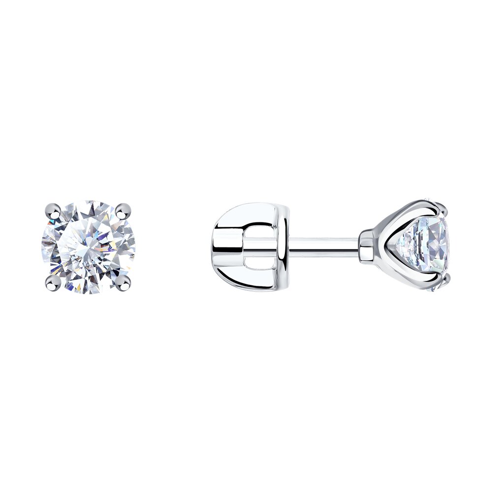 Серьги Ag.925 Разм. Вес.1,78 (2 Фианит бесцветный Круг 5,5)