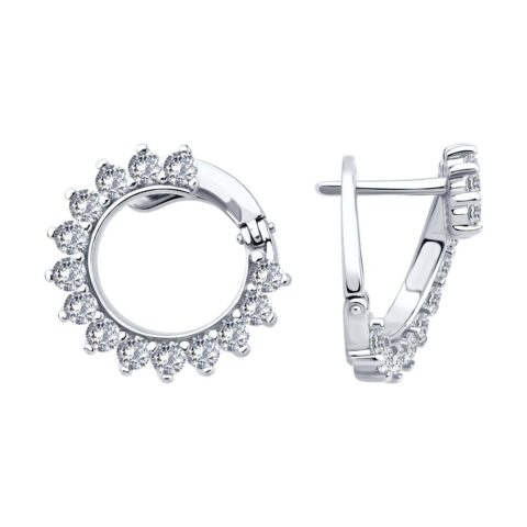 Серьги Ag.925 Разм. Вес.5,49 (28 Фианит бесцветный Круг 2,5)