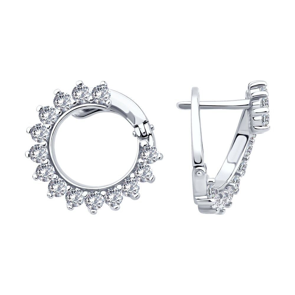 Серьги Ag.925 Разм. Вес.5,49 (28 Фианит бесцветный Круг 2,5)