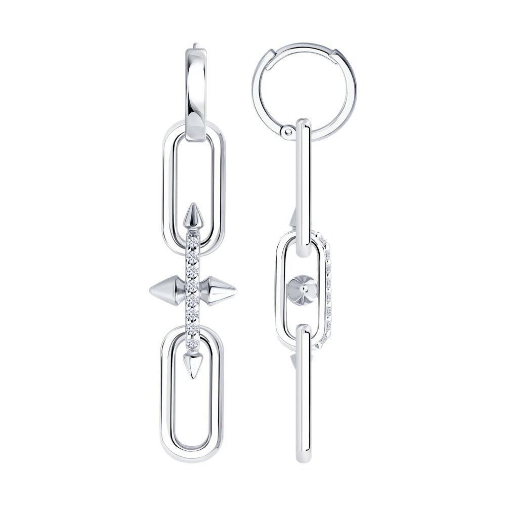 Серьги Ag.925 Разм. Вес.8,68 (16 Фианит бесцветный Круг 1,5)