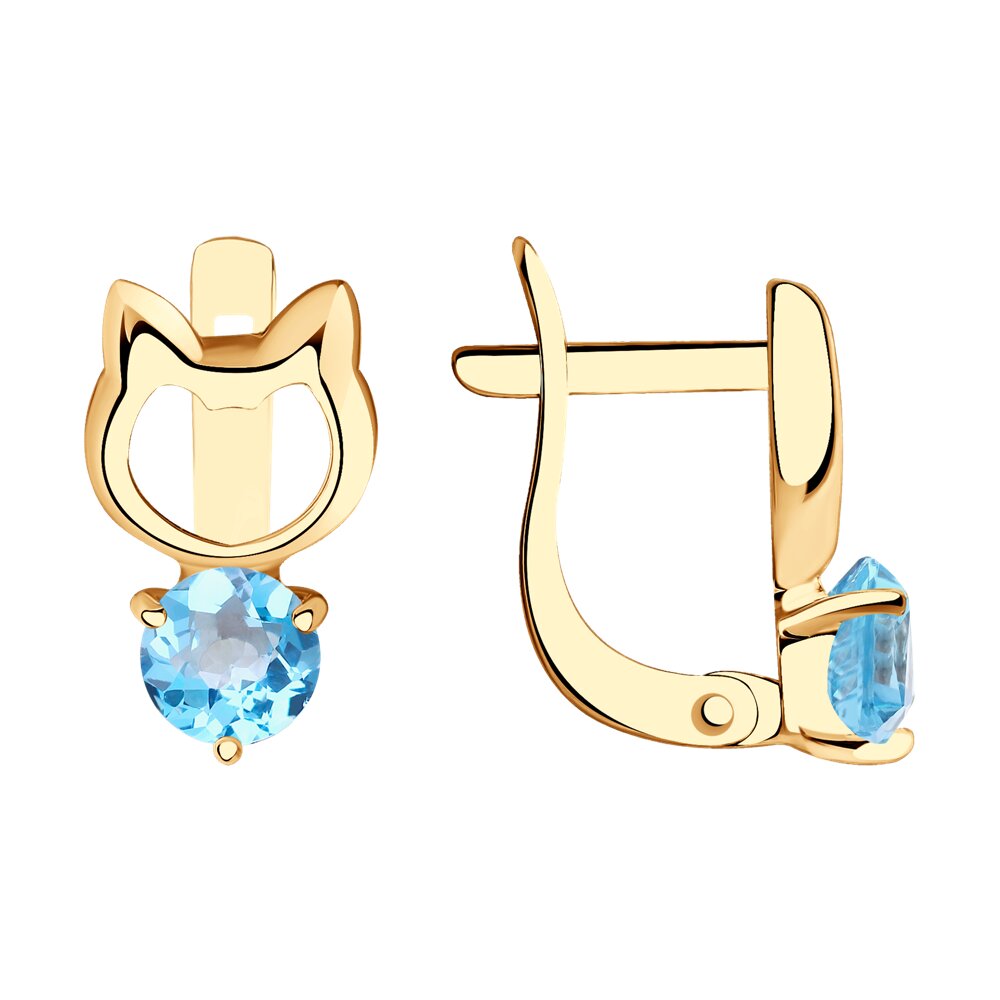 Серьги Au.585 Разм. Вес.1,55 (2 Топаз swiss Круг 4)