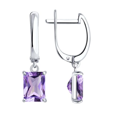 Серьги Ag.925 Разм. Вес.2,7 (2 0,555 Аметист Октагон 8*6)