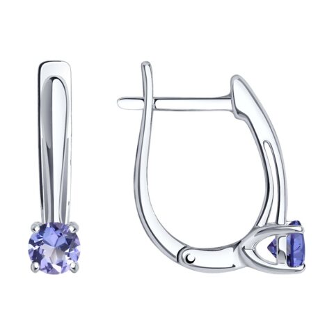 Серьги Ag.925 Разм. Вес.2,4 (2 0,112 Танзанит Круг 4)
