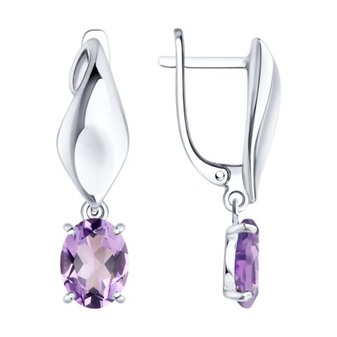 Серьги Ag.925 Разм. Вес.3,17 (2 0,431 Аметист Овал 8*6)