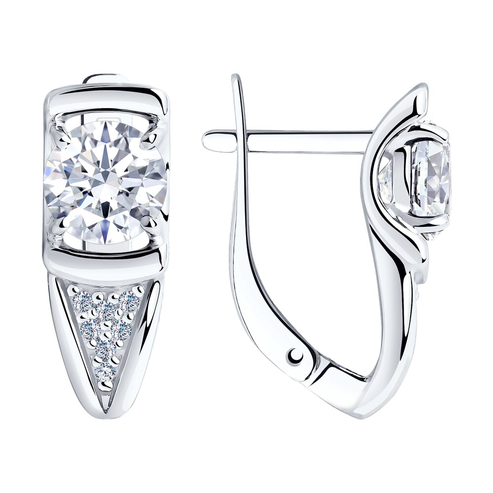 Серьги Ag.925 Разм. Вес.3,32 (14 Фианит бесцветный Круг 1, 2 Фианит бесцветный Круг 6)