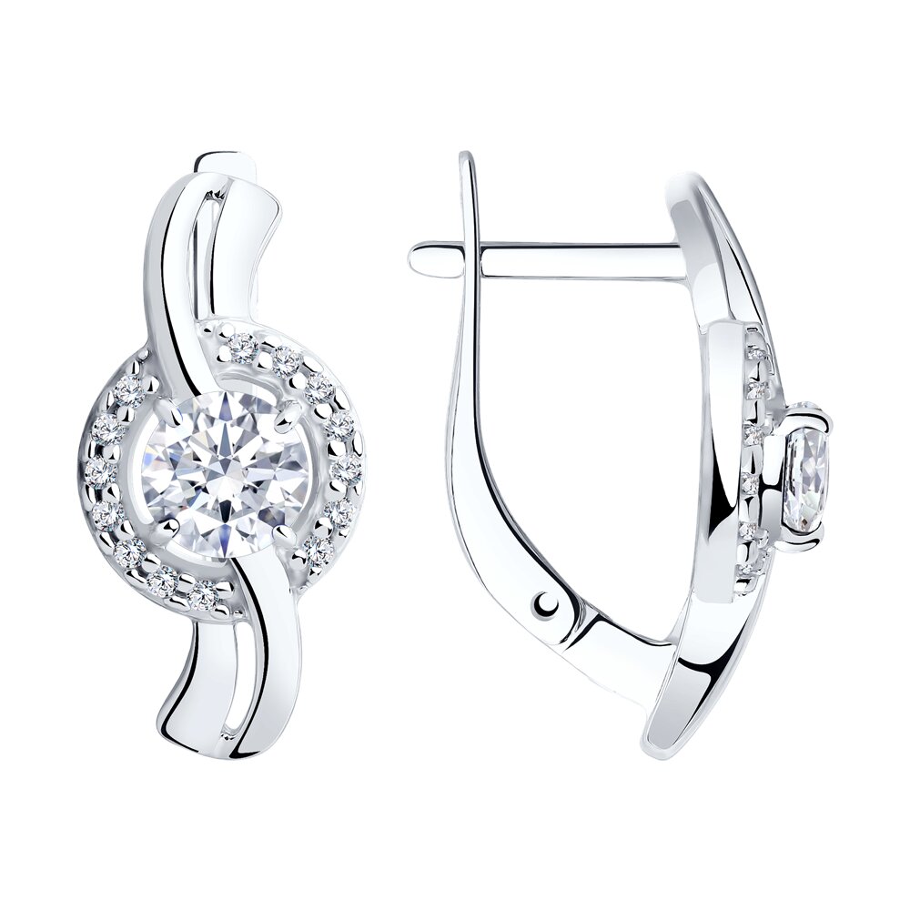 Серьги Ag.925 Разм. Вес.2,98 (28 Фианит бесцветный Круг 1, 2 Фианит бесцветный Круг 5)
