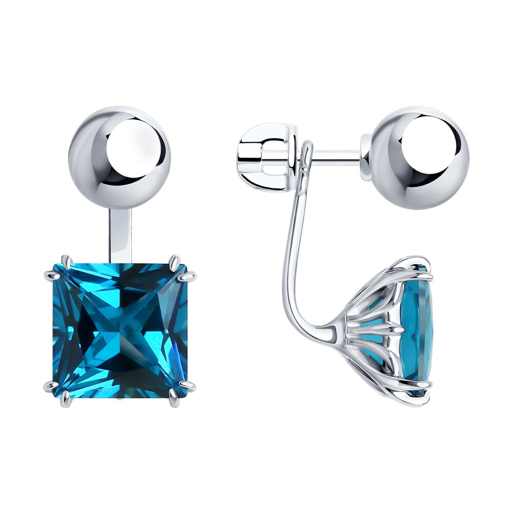 Серьги Ag.925 Разм. Вес.6,63 (2 1,921 Ситалл синт.недраг Квадрат 10*10)