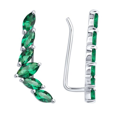 Серьги Ag.925 Разм. Вес.1,87 (2 Ситалл синт.недраг Маркиз 6*3, 10 Ситалл синт.недраг Маркиз 5*2,5)