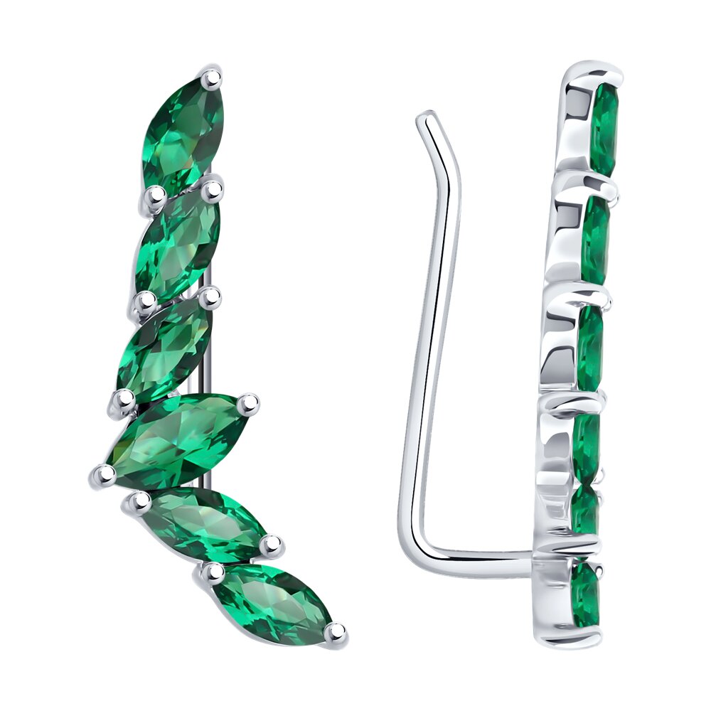 Серьги Ag.925 Разм. Вес.1,87 (2 Ситалл синт.недраг Маркиз 6*3, 10 Ситалл синт.недраг Маркиз 5*2,5)