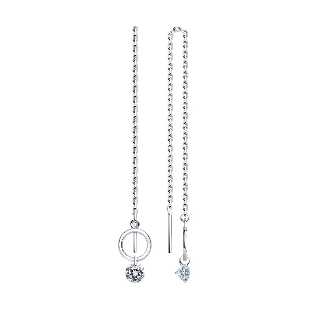 Серьги Ag.925 Разм. Вес.1,97 (2 0,319 Фианит бесцветный Круг просверленный 5)