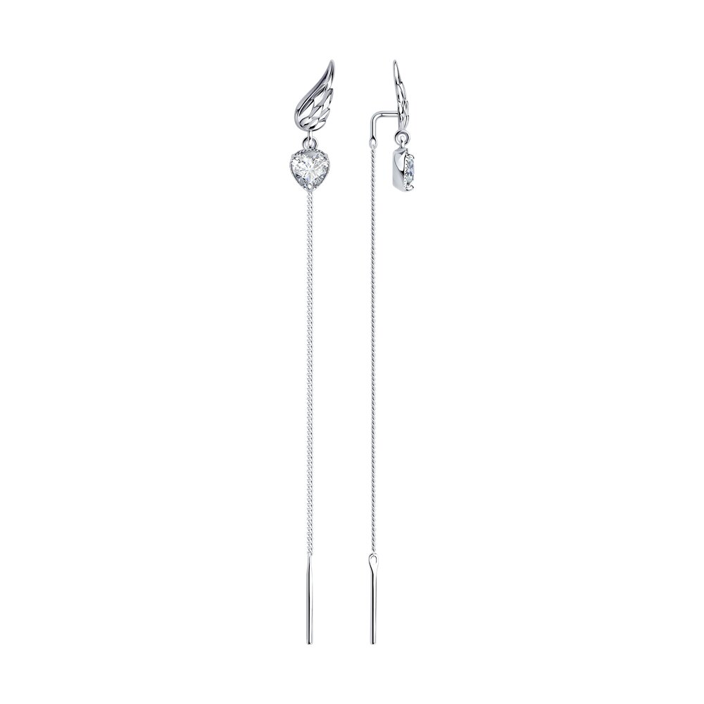 Серьги Ag.925 Разм. Вес.2,19 (2 0,320 Фианит бесцветный Сердце 5*5)