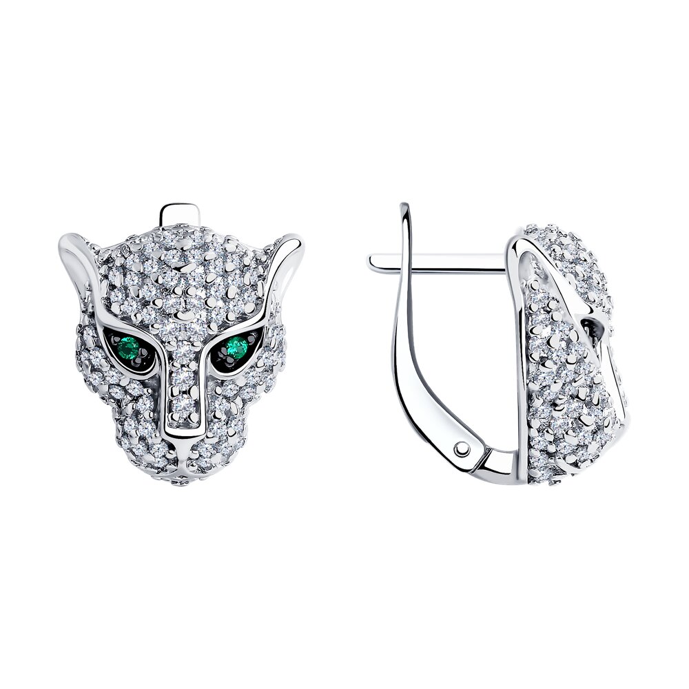 Серьги Ag.925 Разм. Вес.4,97 (170 0,306 Фианит бесцветный Круг 1, 4 0,007 Фианит зеленый Круг 1,25,