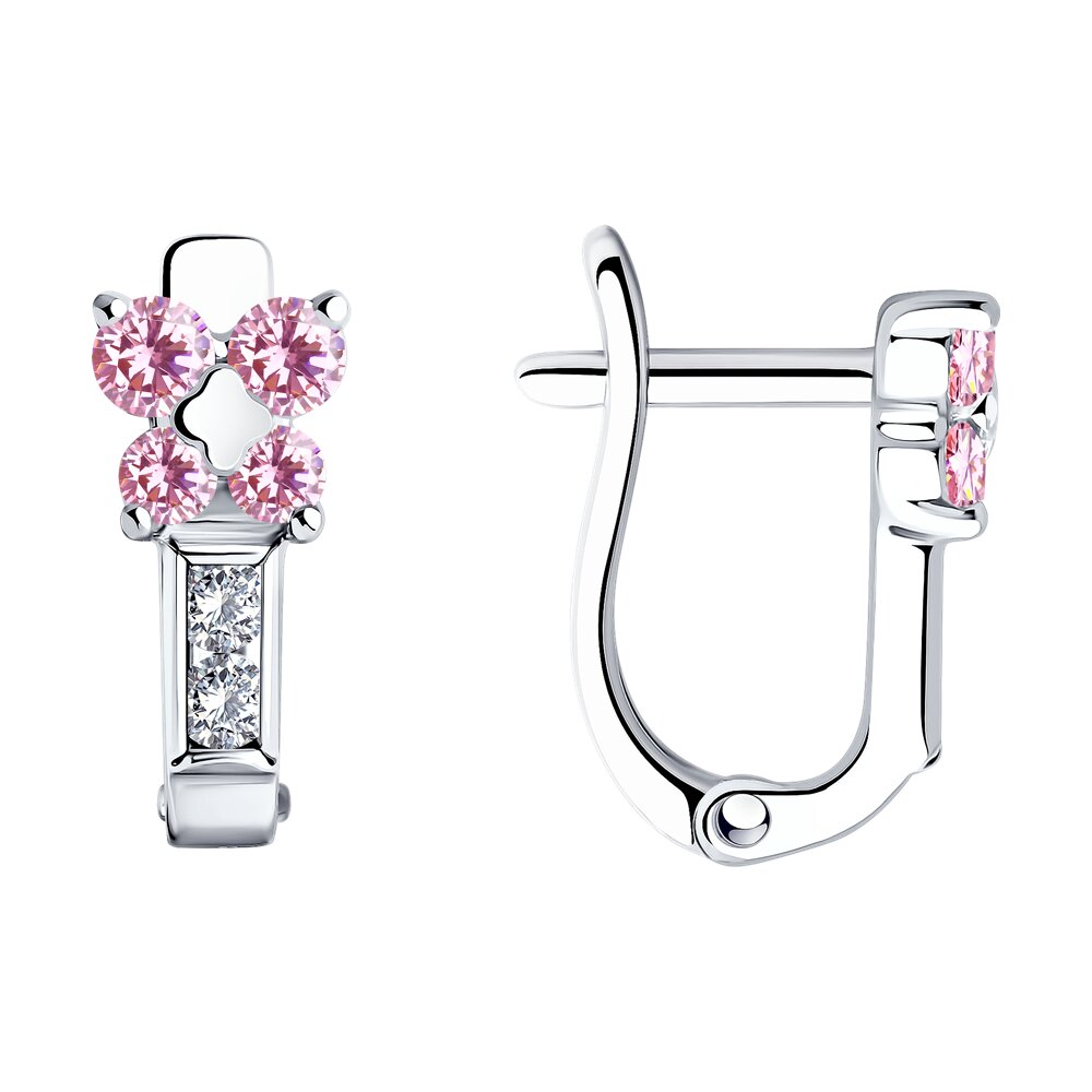 Серьги Ag.925 Разм. Вес.1,89 (4 0,050 Фианит красный Круг 2, 4 0,052 Фианит бесцветный Круг 2, 4 0,0
