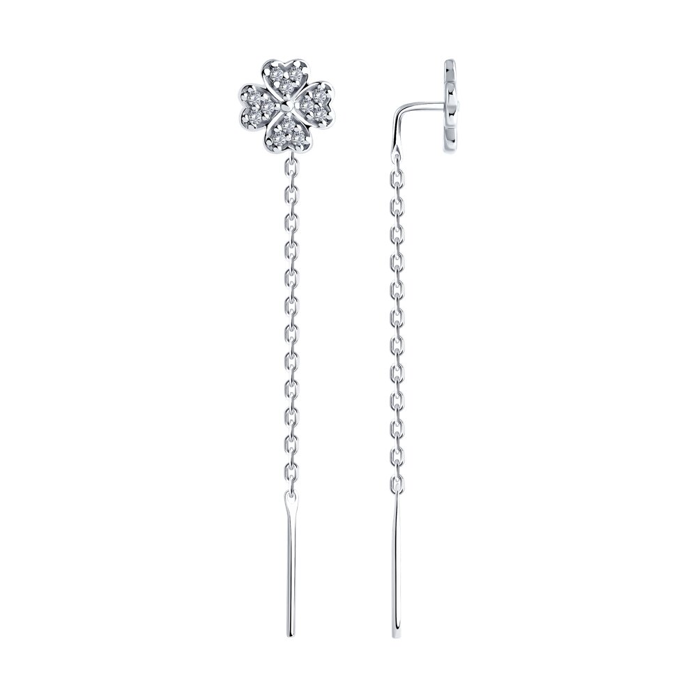 Серьги Ag.925 Разм. Вес.1,49 (24 0,079 Фианит бесцветный Круг 1,25)