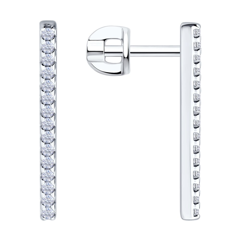 Серьги Ag.925 Разм. Вес.2,32 (30 0,099 Фианит бесцветный Круг 1,25)
