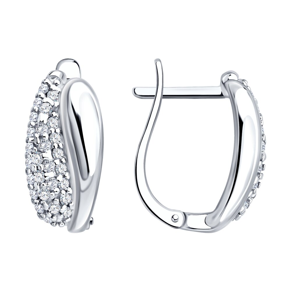 Серьги Ag.925 Разм. Вес.4,03 (54 Фианит бесцветный Круг 1,25)