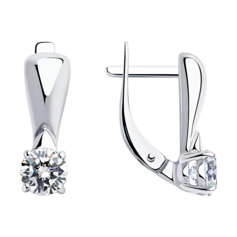 Серьги Ag.925 Разм. Вес.2,68 (2 Фианит бесцветный Круг 5)