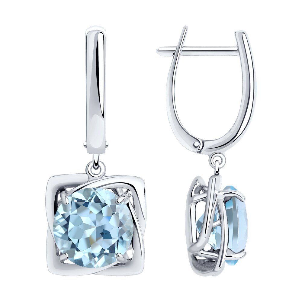 Серьги Ag.925 Разм. Вес.6,8 (2 1,741 Топаз Круг 10)