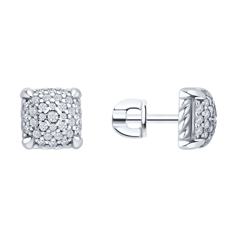 Серьги Ag.925 Разм. Вес.3,1 (8 Фианит бесцветный Круг 1, 56 Фианит бесцветный Круг 1,25, 2 Фианит бе