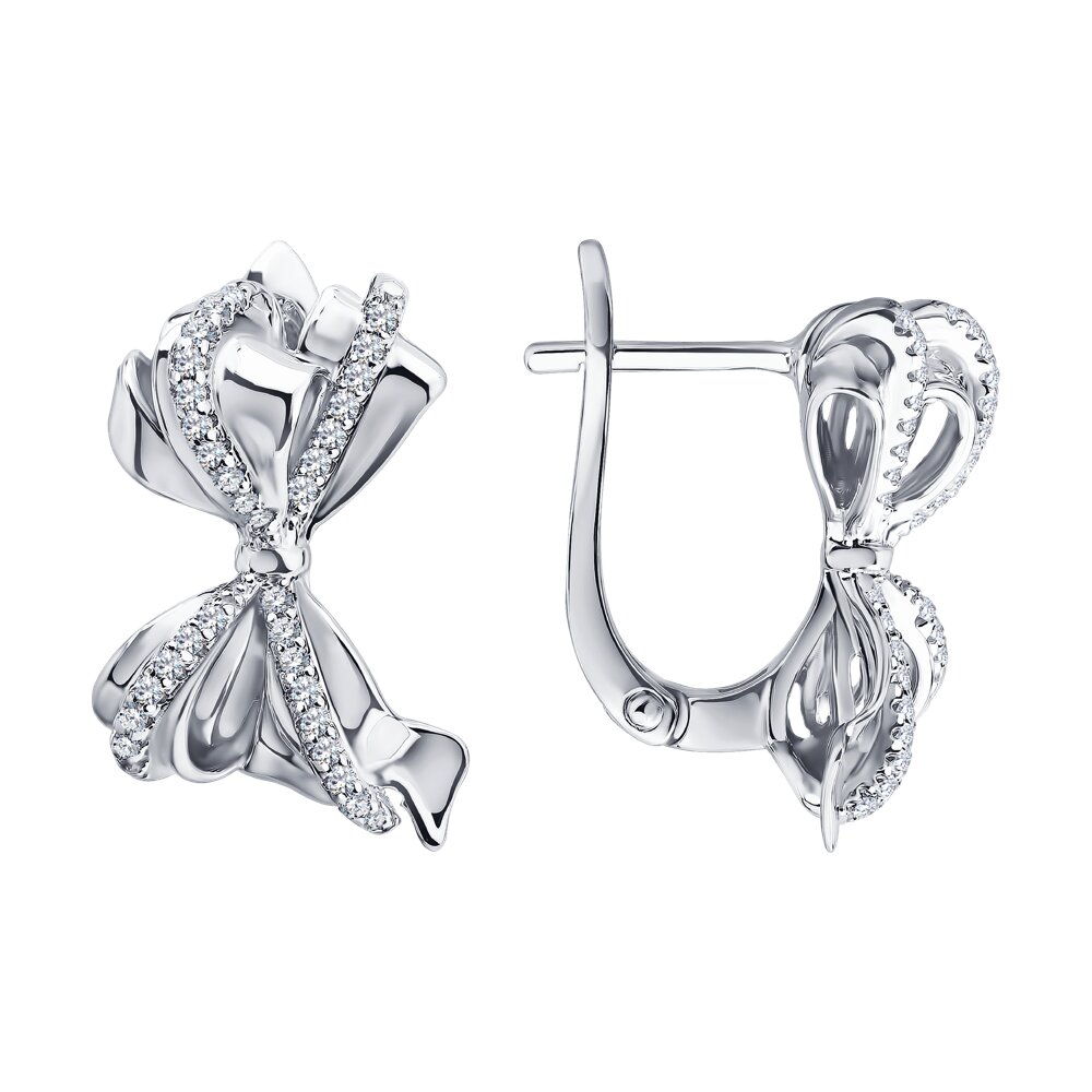 Серьги Ag.925 Разм. Вес.6,74 (68 0,122 Фианит бесцветный Круг 1)