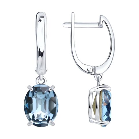 Серьги Ag.925 Разм. Вес.3,16 (2 0,814 Кристалл недраг Овал 10*8)