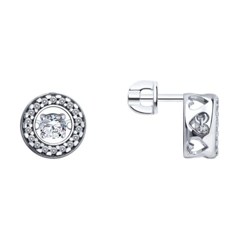 Серьги Ag.925 Разм. Вес.3,16 (2 0,180 Бриллианит недраг Круг 4, 36 0,065 Фианит бесцветный Круг 1)