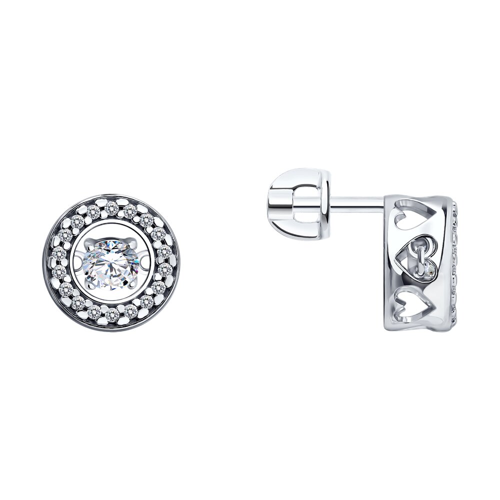 Серьги Ag.925 Разм. Вес.3,16 (2 0,180 Бриллианит недраг Круг 4, 36 0,065 Фианит бесцветный Круг 1)