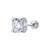 Серьга Ag.925 Разм. Вес.0,65 (1 0,169 Фианит бесцветный Круг 5)